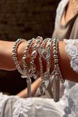 Laundry B Free Spirit Stretch Stacker Bracelet Pearly Heart & Tassel Silver